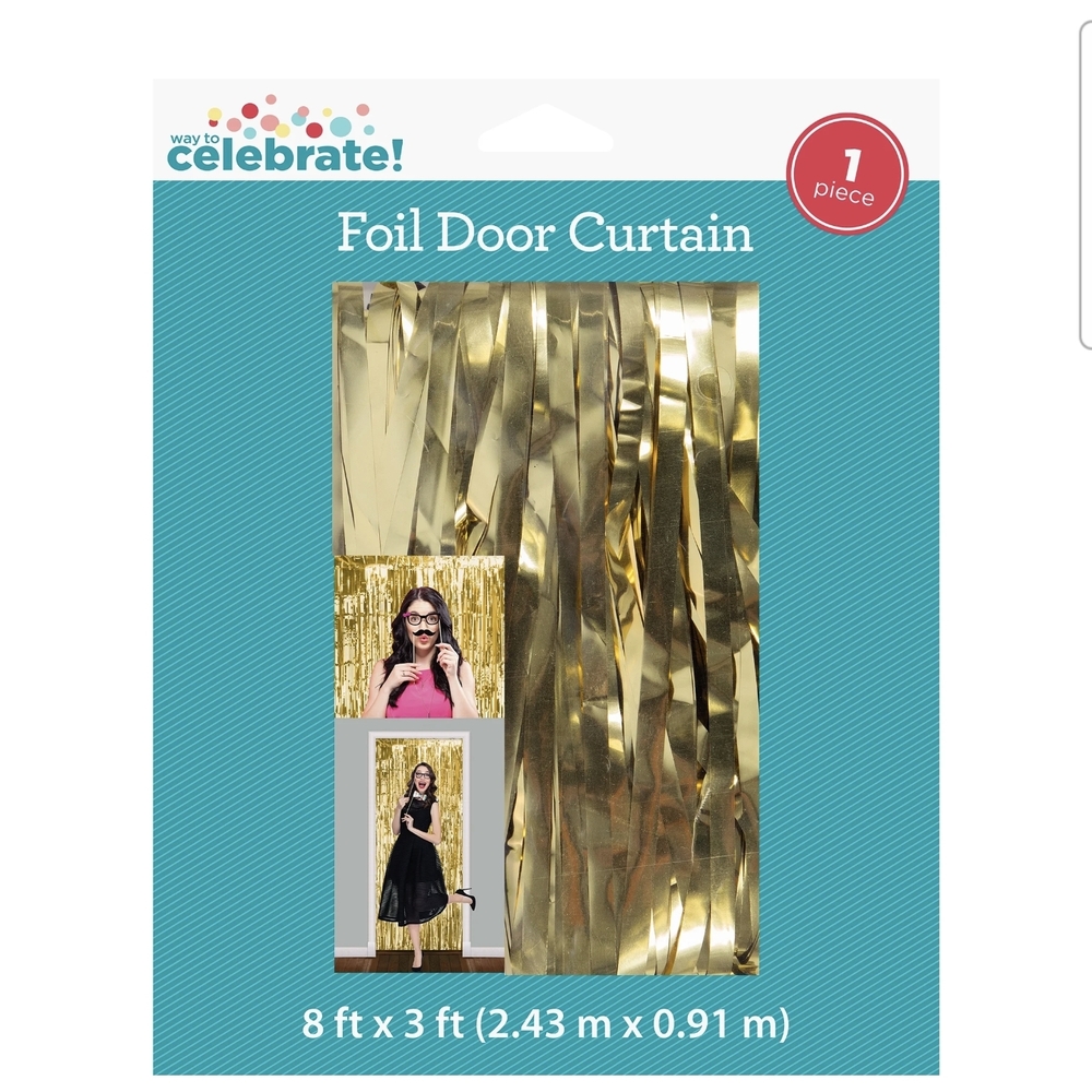 NWT Gold Party Decoration Foil Door Curtain - 1 Piece